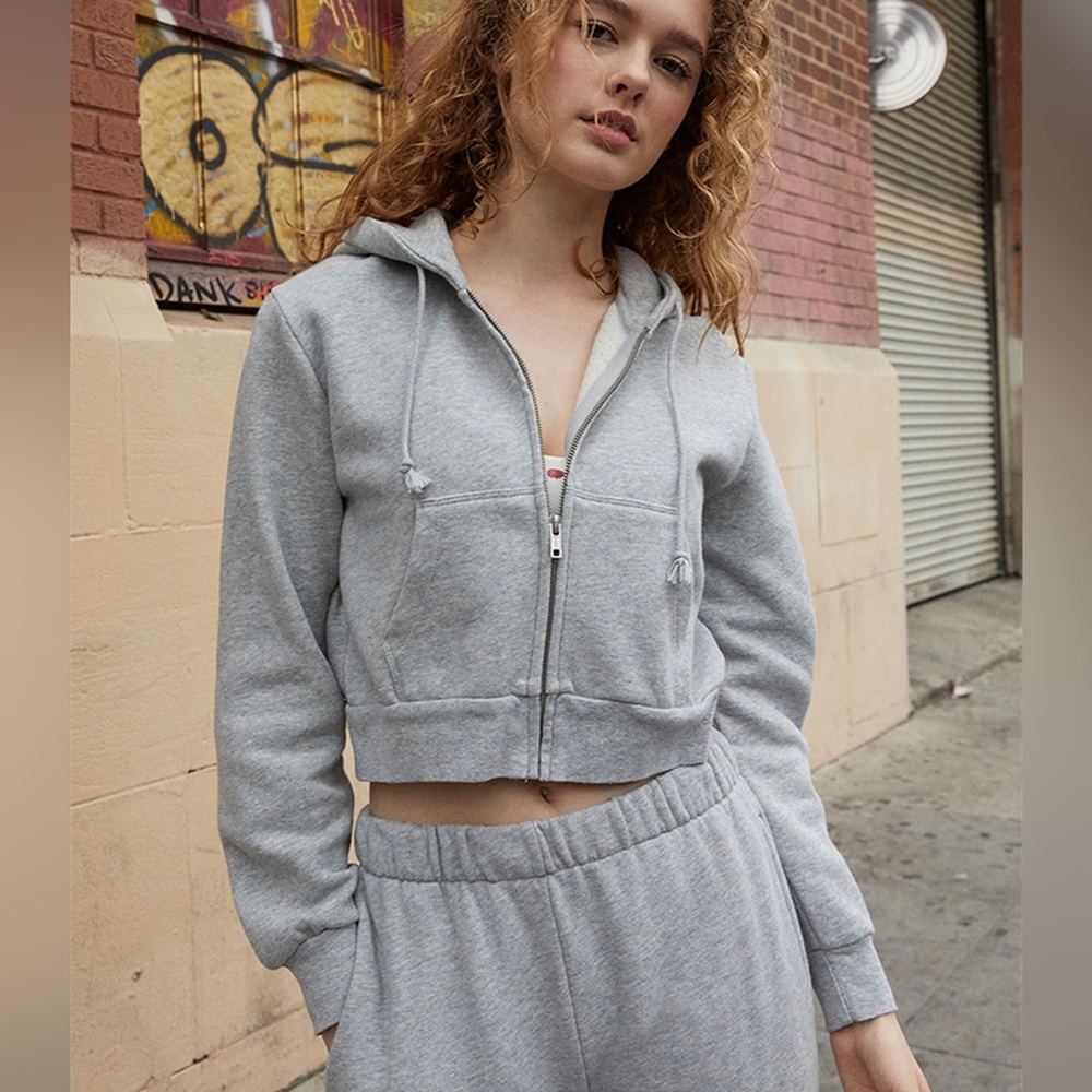 Cropped Brandy Melville Zip-Up Hoodie